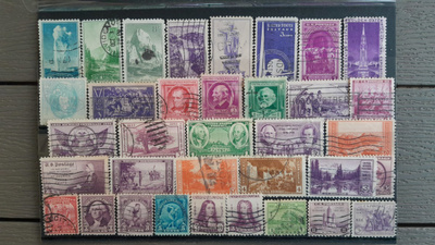 USA VANHAA LEIMATTUJA postimerkkejä o 35 kpl