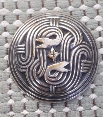 Kalevala koru hopeoitu solki
