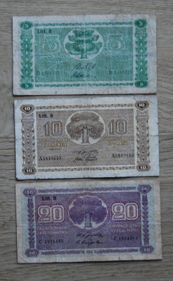Suomen Panki 5,10, 20 Markkaa 1939 Talvisota
