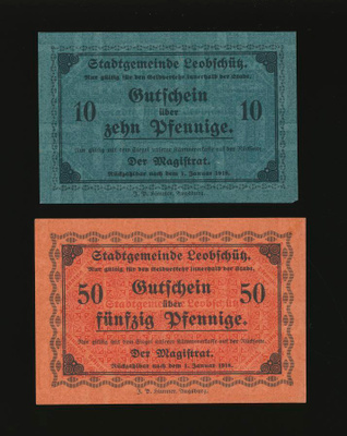 Saksa Notgeld 10, 50 Pfg, Leobschütz 1918
