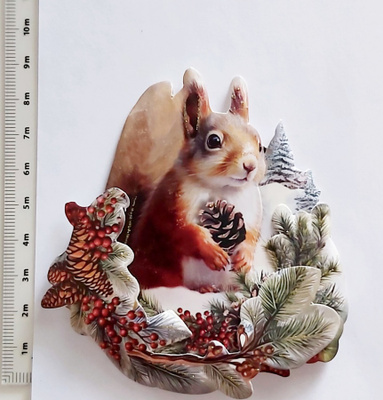 3D-KORTTIKUVA "Orava..havunoksia..käpyjä"