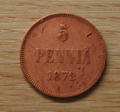 5 penniä Aleksanteri II 1872