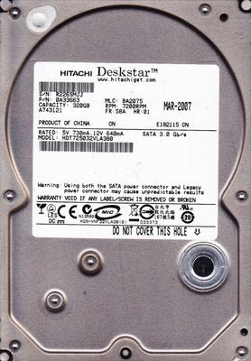 Hitachi Deskstar HDT725032VLA380 Hard Drive.