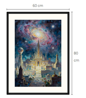 Uusi uniikki Atlantis ja UFO art print taulu 60 cm x 80 cm