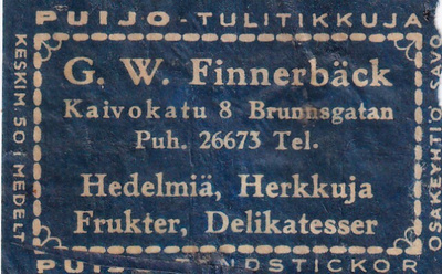 G. W. Finnerbäck, Kaivokatu 8  , Puijo     s25