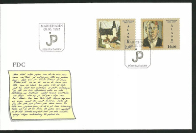 ÅLAND EPK FDC 5/1992: maalari Joel Pettersson sarja