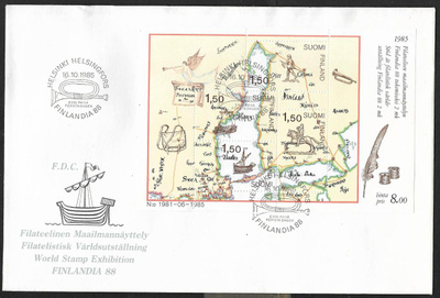 Finlandia 88 1985 FDC (LAPE 971-974 ; BL1)