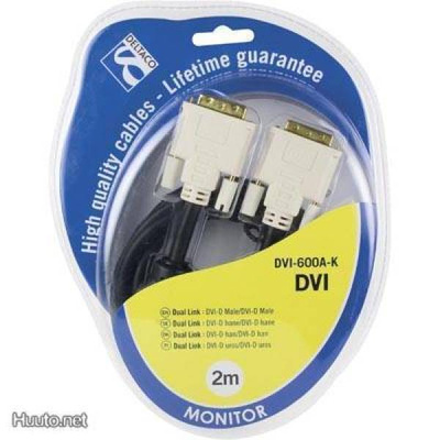Deltaco DVI-I Dual Link monitorikaapeli, kullattu, 5m *UUSI*