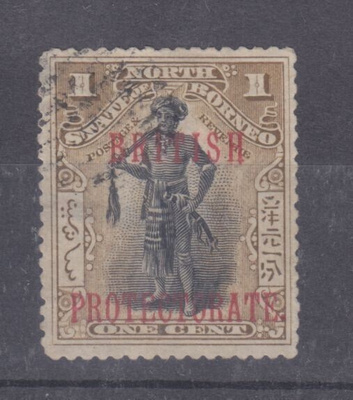 Pohjois Borneo 1901 1 cent leimattuna.