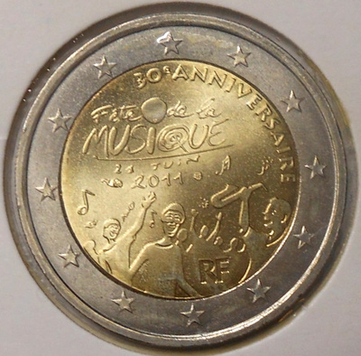 France. 2€  2011. "Musique". UNC.