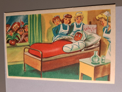 huumori:  kipsattu nuorimies,  kulkematon,sign?