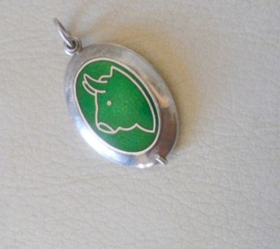 Hopea emaloitu medaljonki Vintage 38mm