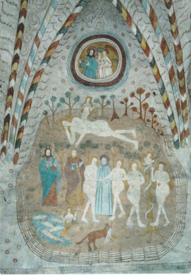 Postikortti, LOHJA, KIRKKO, maalaukset 1500-luvulta