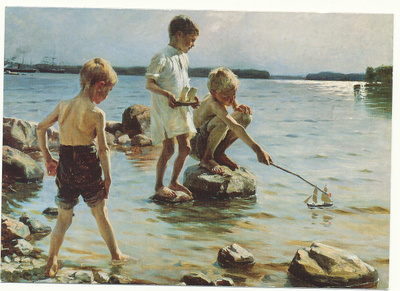 Albert EDELFELT - "Leikkiviä poikia rannalla"