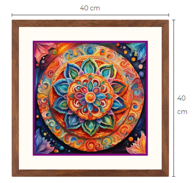 Uusi Mandala taulu koko 40 cm x 40 cm kehyksineen
