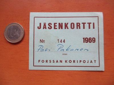 1969 Forssa Koripojat jäsenkortti