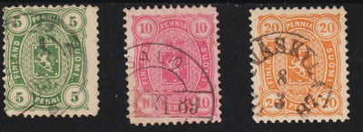 1885  5p-20p Vaakunamerkit leimattuina
