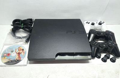 PS3 Slim 120GB konsoli + 3 ohjainta + peli [2]