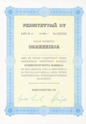 OKK 1986 Perusyhtymä Oy spec pörssi, Helsinki ( YIT )