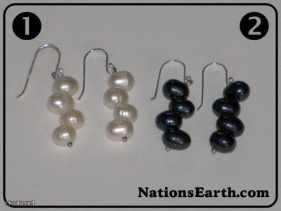 Side Drilled Black 4-Pearl Dangle Earrings (No.2) *NEW*