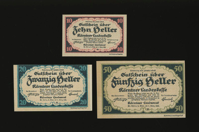 Itävalta Notgeld 10, 20, 50 Heller, Sankt Veit 1920