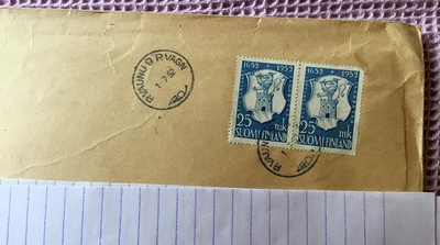 P.vaunu 9 leima v. 1952 Pietarsaari merkki