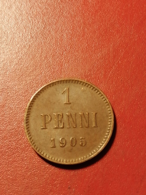 *Suomi * 1 penniä *1905 * Copper/Kupari *1+/EF