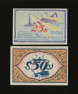 Saksa Notgeld 25, 50 Pfennig, Bremerhaven