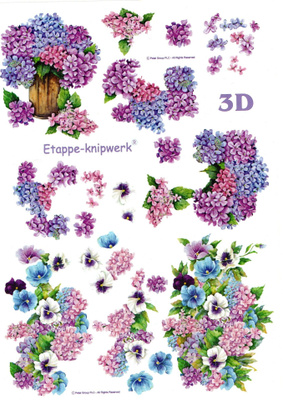3D °°~KAUNIIT SINILIILAT KESÄKUKAT~°° /(Etappe-Knipverk)