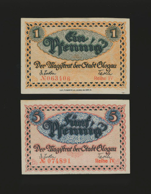 Saksa Notgeld 1, 5 Pfg, Glogau 1920