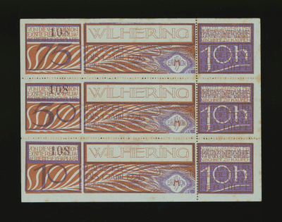 Itävalta Notgeld 10, 50, 75 Heller, Wilhering