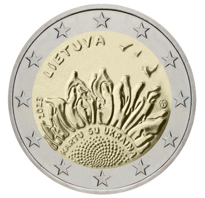 ** LIETTUA 2€ 2023 Kartu Su Ukraina pillerissä **