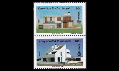 Turkki Kypros 205-6Cp ** Europa moderni arkkitehtuuri (1987)