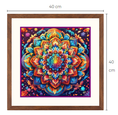 Uusi Mandala taulu koko 40 cm x 40 cm kehyksineen