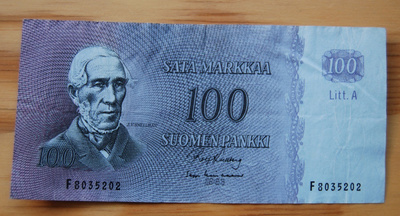 Suomen pankki 100 Markkaa 1963 , Snellman