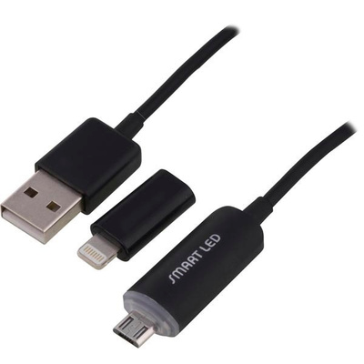 Epzi Smart Led, USB 2.0 A - Micro-B/ Lightning 1m musta UUSI