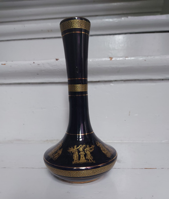 Kreikkalainen maljakko, vintagea, 24k kultaus