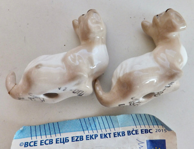 2 VANHAA CCCP Posliini Figuuria Koirat Lomonosov