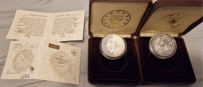 Ruotsi koe-euro 2003 5€ hopeaa