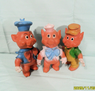 HARVINAISET 70-LUVUN DISNEY 3 PIENTÄ PORSASTA FIGUURIT 18 cm