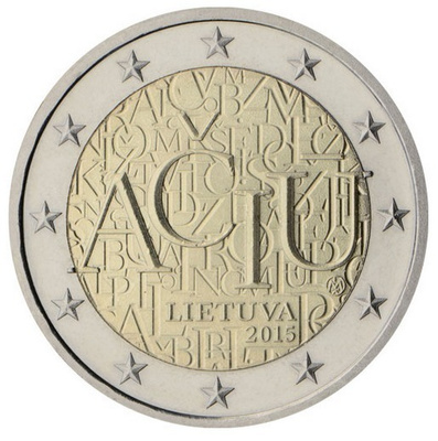 ** LIETTUA 2€ 2015 Liettuan kieli pillerissä **