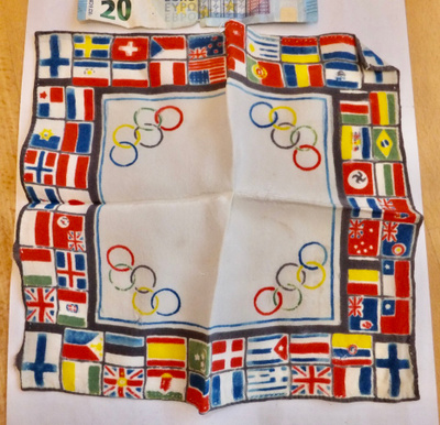 VANHA Nenäliina Olympia Helsinki 1940 Natsi Saksan Hakaristi
