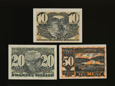 Itävalta Notgeld 10, 20, 50 Heller, Wernstein 1920