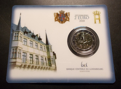 Luxemburg 2 euro 2018 juhla Grand Duke Guillaume I, COINCARD