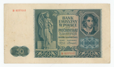 Puola 50 Zlotych 1941 Serie B, P-102 VF