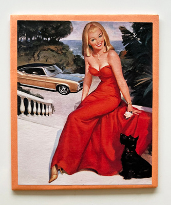 * Pin-up-magneetti * blondi punaisessa mekossa *
