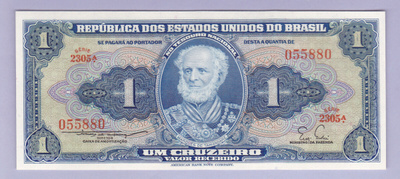 Brasilia 1 Cruzeiro v.1955 UNC P-150b