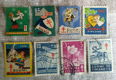 8 kpl Tuberkuloosi postimerkkejä