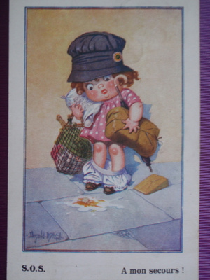 Donald McGill tytön housut pudonneet WANHA 1920