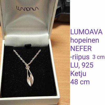 LUMOAVA NEFER -riipus, hopeinen , kuvassa tiedot, LAHJAKSI